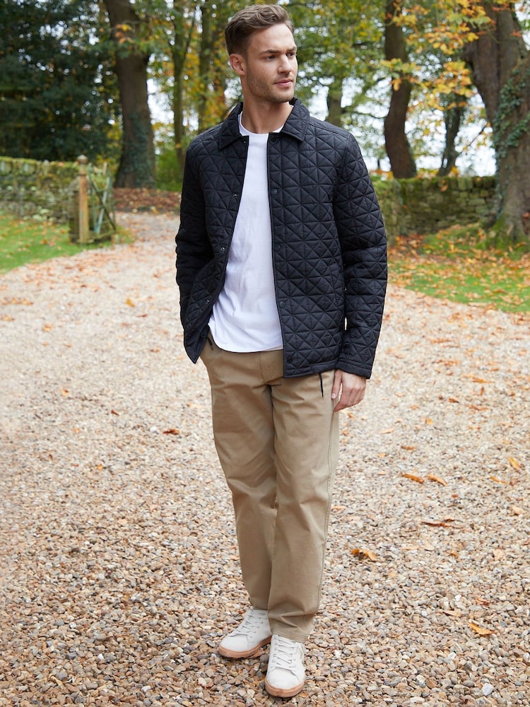 Threadbare Black Collared Quilted Jacket - Image 3 of 5