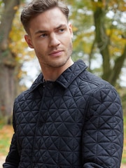 Threadbare Black Collared Quilted Jacket - Image 4 of 5