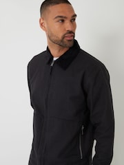 Threadbare Black 100% Cotton Corduroy Collar Lightweight Jacket - Image 4 of 5