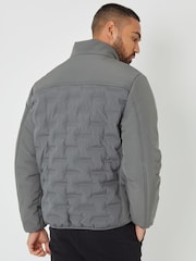 Threadbare Grey Quilted Panel Funnel Neck Jacket - Image 2 of 5