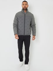 Threadbare Grey Quilted Panel Funnel Neck Jacket - Image 3 of 5