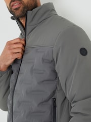 Threadbare Grey Quilted Panel Funnel Neck Jacket - Image 4 of 5