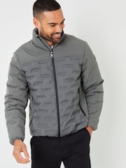 Threadbare Grey Quilted Panel Funnel Neck Jacket - Image 5 of 5