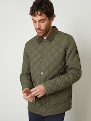 Threadbare Khaki Diamond Quilted Collared Patch Pocket Jacket - Image 5 of 5