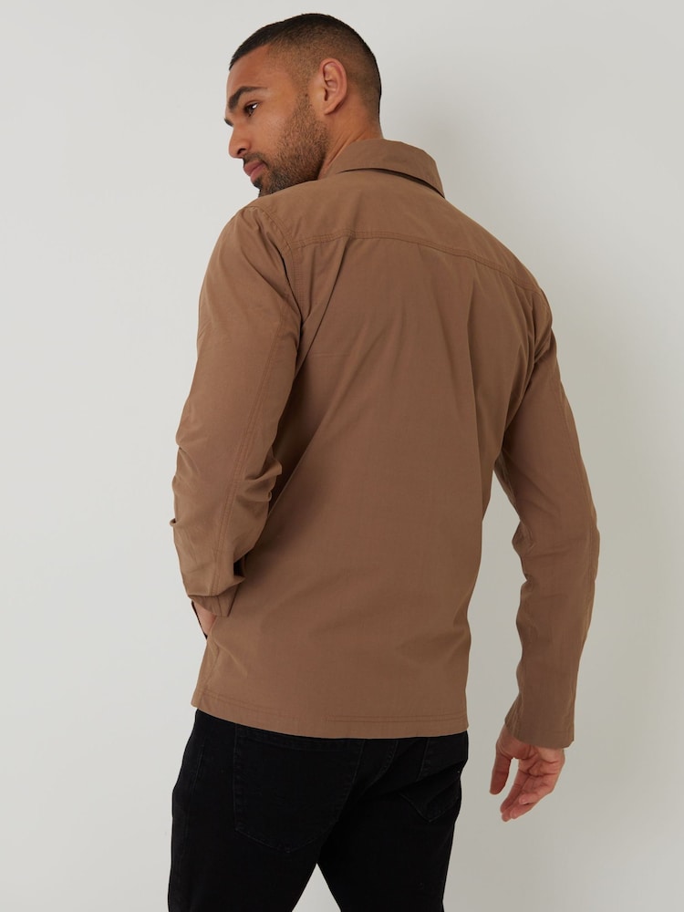 Threadbare Brown 100% Cotton Poplin Lightweight Collared Jacket - Image 2 of 6
