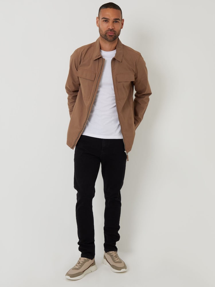 Threadbare Brown 100% Cotton Poplin Lightweight Collared Jacket - Image 3 of 4