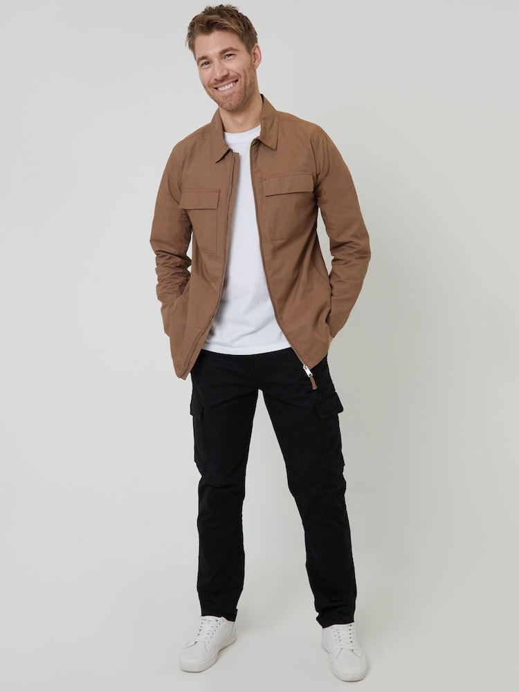 Threadbare Brown 100% Cotton Poplin Lightweight Collared Jacket - Image 4 of 4
