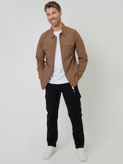 Threadbare Brown 100% Cotton Poplin Lightweight Collared Jacket - Image 5 of 6