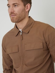 Threadbare Brown 100% Cotton Poplin Lightweight Collared Jacket - Image 6 of 6