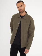 Threadbare Khaki Button Up Lightweight Collared Utility Jacket - Image 1 of 4