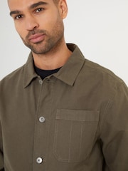 Threadbare Khaki Button Up Lightweight Collared Utility Jacket - Image 4 of 4