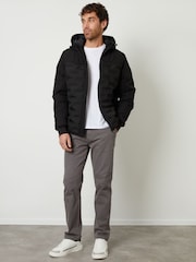 Threadbare Black Quilted Panel Hooded Jacket - Image 3 of 5