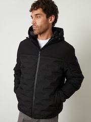 Threadbare Black Quilted Panel Hooded Jacket - Image 5 of 5