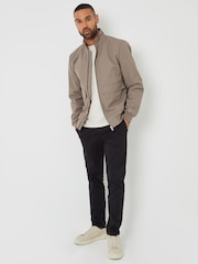 Threadbare Brown Patch Pocket Funnel Neck Harrington Style Jacket - Image 3 of 5