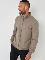 Threadbare Brown Patch Pocket Funnel Neck Harrington Style Jacket - Image 5 of 5