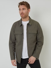 Threadbare Khaki 100% Cotton Poplin Lightweight Collared Jacket - Image 1 of 4