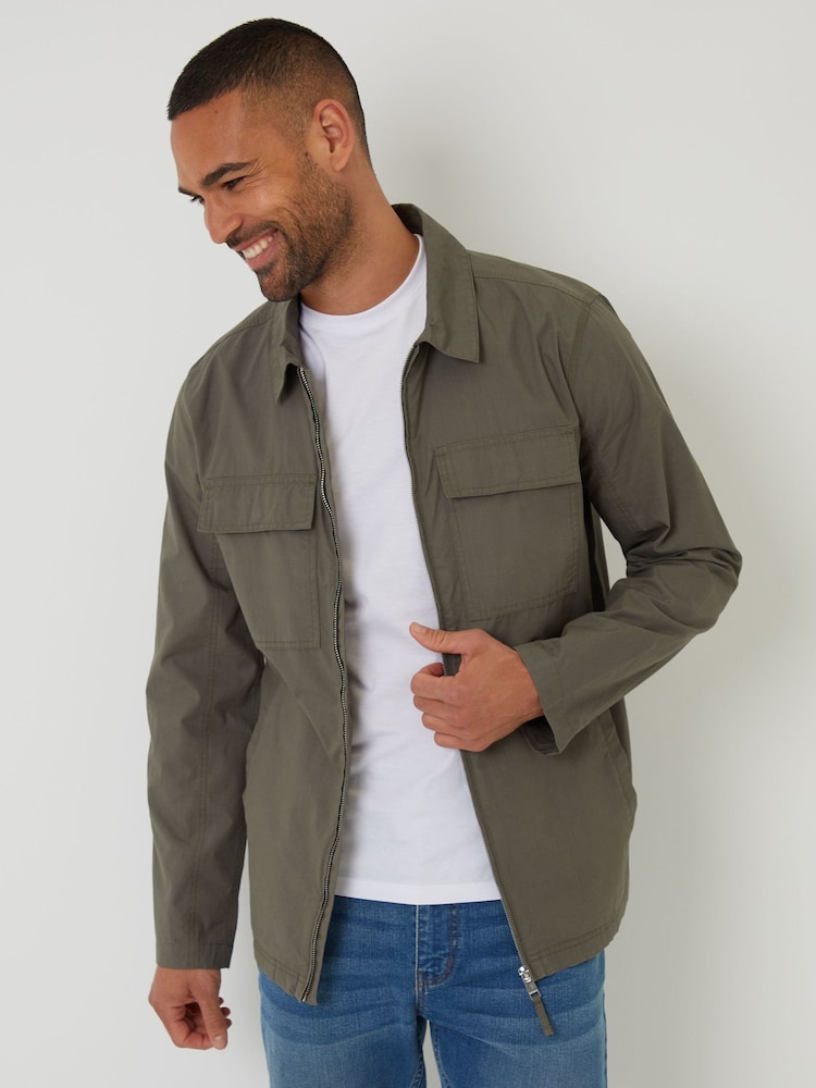 Threadbare Khaki 100% Cotton Poplin Lightweight Collared Jacket - Image 1 of 4