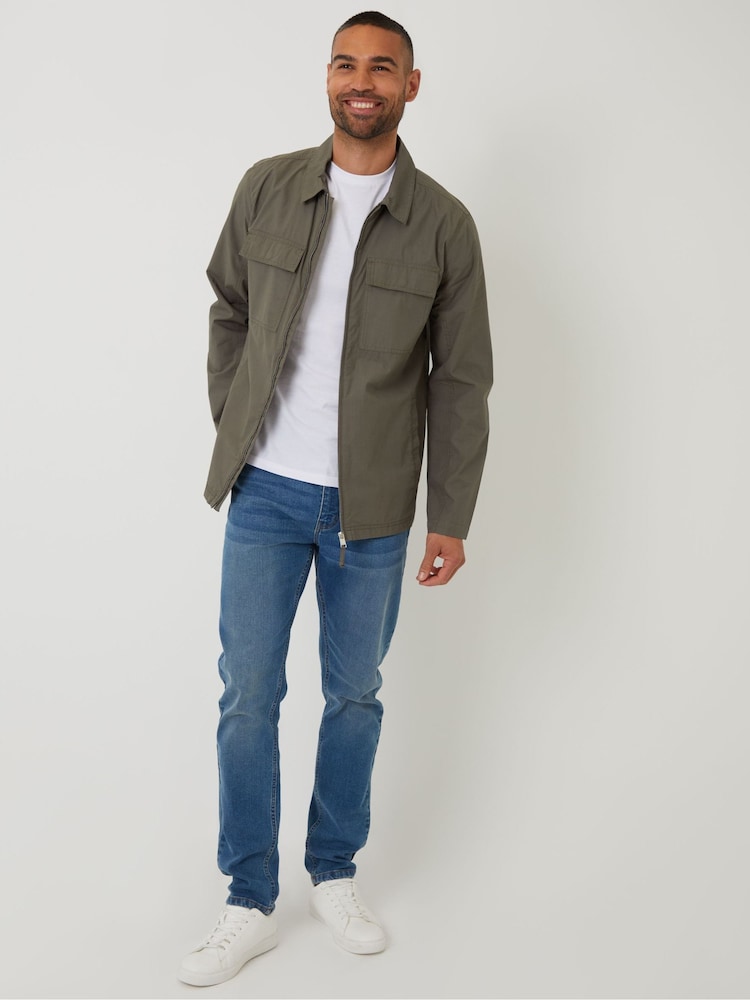 Threadbare Khaki 100% Cotton Poplin Lightweight Collared Jacket - Image 3 of 4