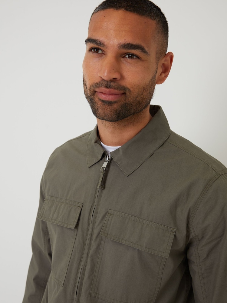 Threadbare Khaki 100% Cotton Poplin Lightweight Collared Jacket - Image 4 of 4 Threadbare Khaki 100% Cotton Poplin Lightweight Collared Jacket - Image 4 of 4