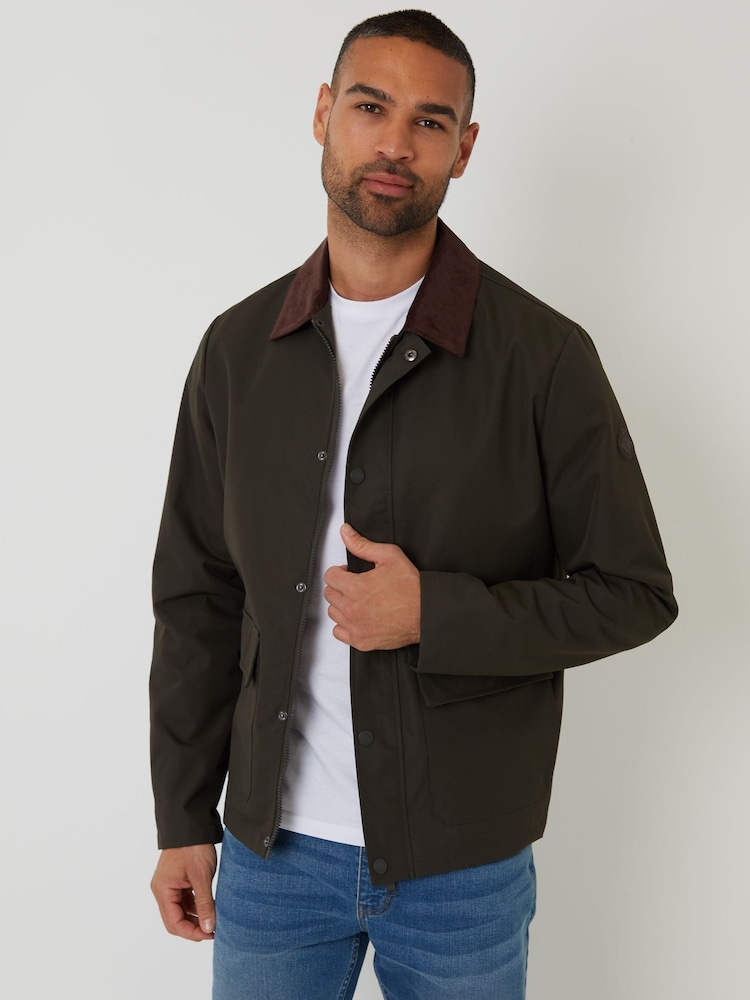 Threadbare Khaki Showerproof Collared Lightweight Jacket - Image 1 of 4