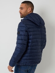 Threadbare Navy Hooded Puffer Jacket - Image 2 of 5