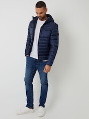 Threadbare Navy Hooded Puffer Jacket - Image 3 of 5