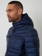 Threadbare Navy Hooded Puffer Jacket - Image 4 of 5