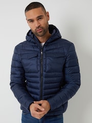 Threadbare Navy Hooded Puffer Jacket - Image 5 of 5