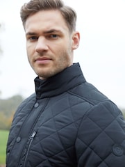 Threadbare Black Funnel Neck Diamond Quilted Jacket - Image 3 of 4