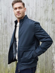 Threadbare Blue Patch Pocket Funnel Neck Harrington Style Jacket - Image 1 of 5