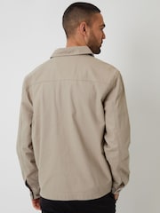 Threadbare Natural Button Up Lightweight Collared Utility Jacket - Image 2 of 4