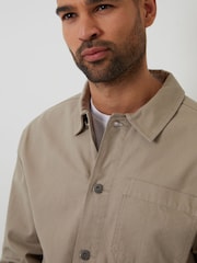 Threadbare Natural Button Up Lightweight Collared Utility Jacket - Image 3 of 4