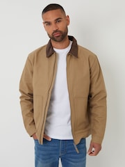 Threadbare Brown 100% Cotton Corduroy Collar Lightweight Jacket - Image 1 of 5