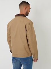 Threadbare Brown 100% Cotton Corduroy Collar Lightweight Jacket - Image 2 of 5