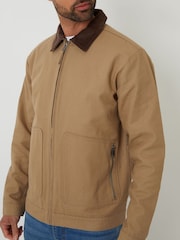 Threadbare Brown 100% Cotton Corduroy Collar Lightweight Jacket - Image 4 of 5