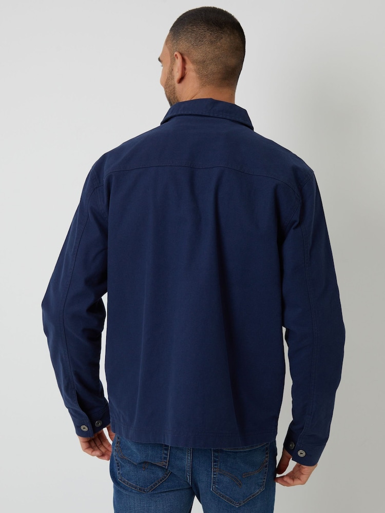 Threadbare Blue Button Up Lightweight Collared Utility Jacket - Image 2 of 4