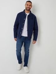 Threadbare Blue Button Up Lightweight Collared Utility Jacket - Image 3 of 4