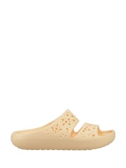 Crocs Cream Classic Floral Print Cut Out Sandals - Image 1 of 4