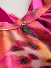 Pink Metallic Animal Print Shaping Tummy Control Swimsuit - Image 9 of 9
