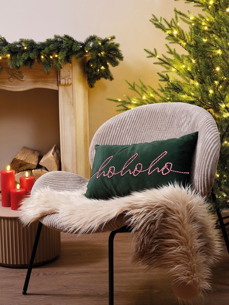 Decoris Green Ho Ho Ho Christmas Cushion - Image 1 of 2 Decoris Green Ho Ho Ho Christmas Cushion - Image 1 of 2