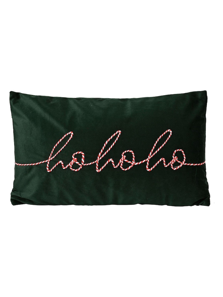 Decoris Green Ho Ho Ho Christmas Cushion - Image 2 of 2 Decoris Green Ho Ho Ho Christmas Cushion - Image 2 of 2