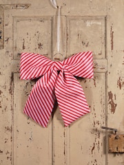 Decoris Red and White Stripe Giant Tree Topper Bow 48cm - Image 1 of 2