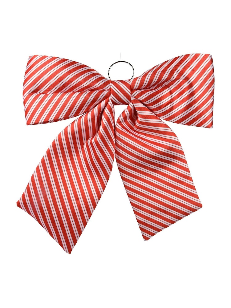 Decoris Red and White Stripe Giant Tree Topper Bow 48cm - Image 2 of 2 Decoris Red and White Stripe Giant Tree Topper Bow 48cm - Image 2 of 2