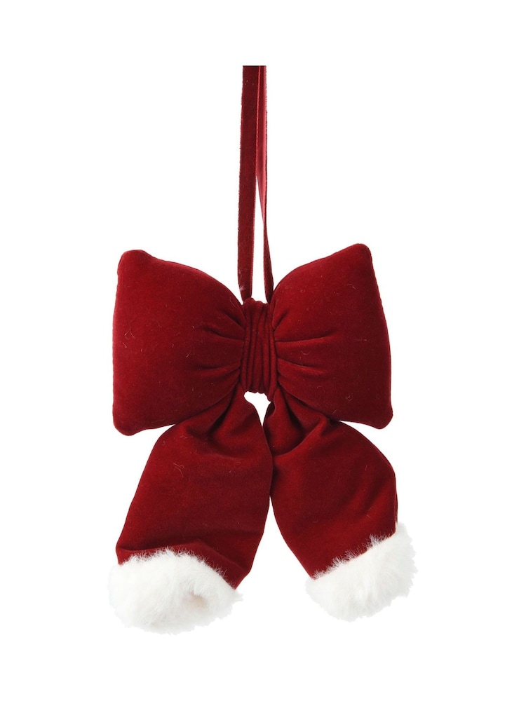 Decoris Set of 4 Santa Bow Christmas Tree Decorations - Image 2 of 2 Decoris Set of 4 Santa Bow Christmas Tree Decorations - Image 2 of 2