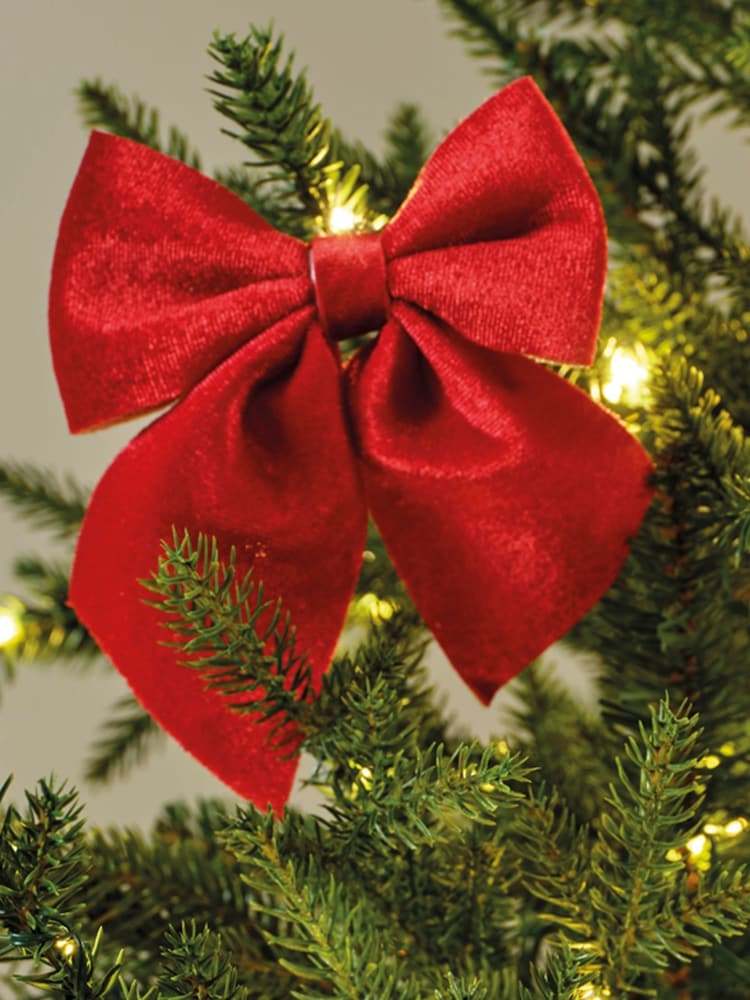 Decoris Set of 3 Red Christmas Bow Tree Decorations - Image 1 of 3 Decoris Set of 3 Red Christmas Bow Tree Decorations - Image 1 of 3