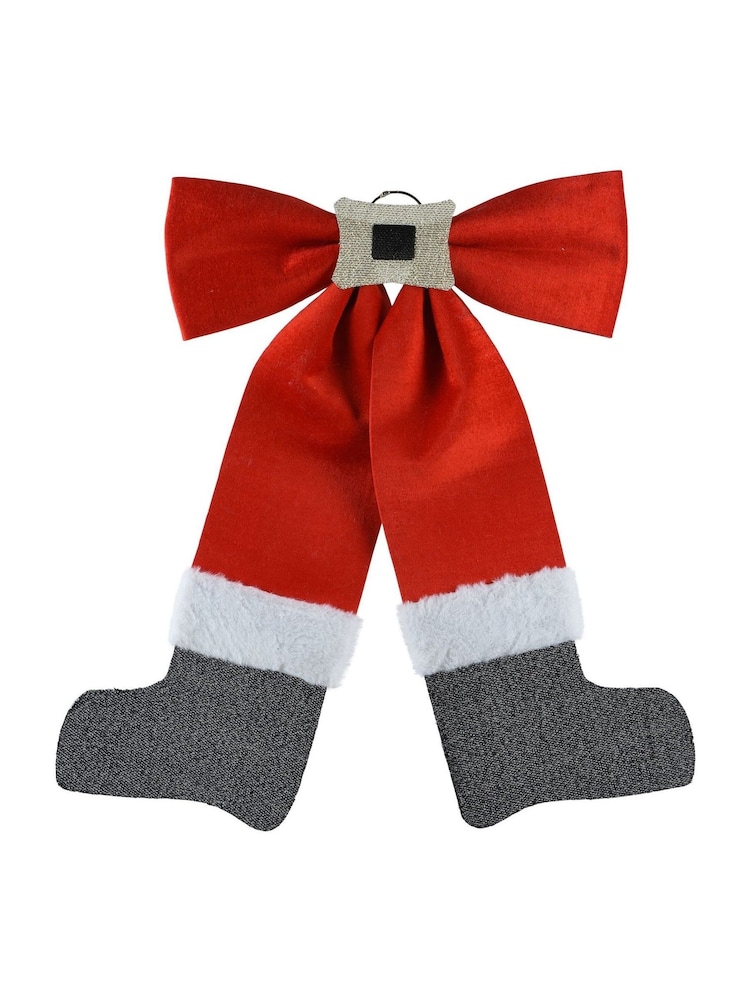 Decoris Santa Design Christmas Bow Tree Topper - Image 2 of 2 Decoris Santa Design Christmas Bow Tree Topper - Image 2 of 2