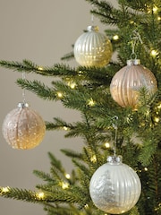 Decoris Set of 6 Pink/Cream Glass Christmas Baubles - Image 1 of 3
