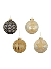 Decoris Set of 6 Gold and Black Glass Christmas Baubles - Image 3 of 3
