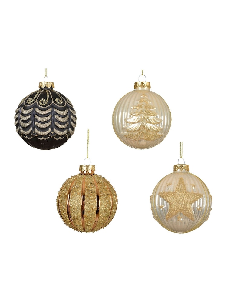 Decoris Set of 6 Gold and Black Glass Christmas Baubles - Image 3 of 3 Decoris Set of 6 Gold and Black Glass Christmas Baubles - Image 3 of 3