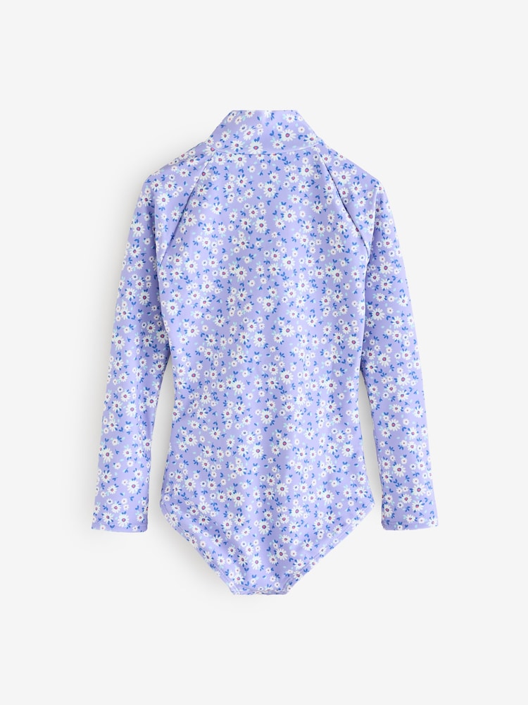 Gap Purple Floral Rash Guard Swimsuit (4-13yrs) - Image 2 of 4 Gap Purple Floral Rash Guard Swimsuit (4-13yrs) - Image 2 of 4